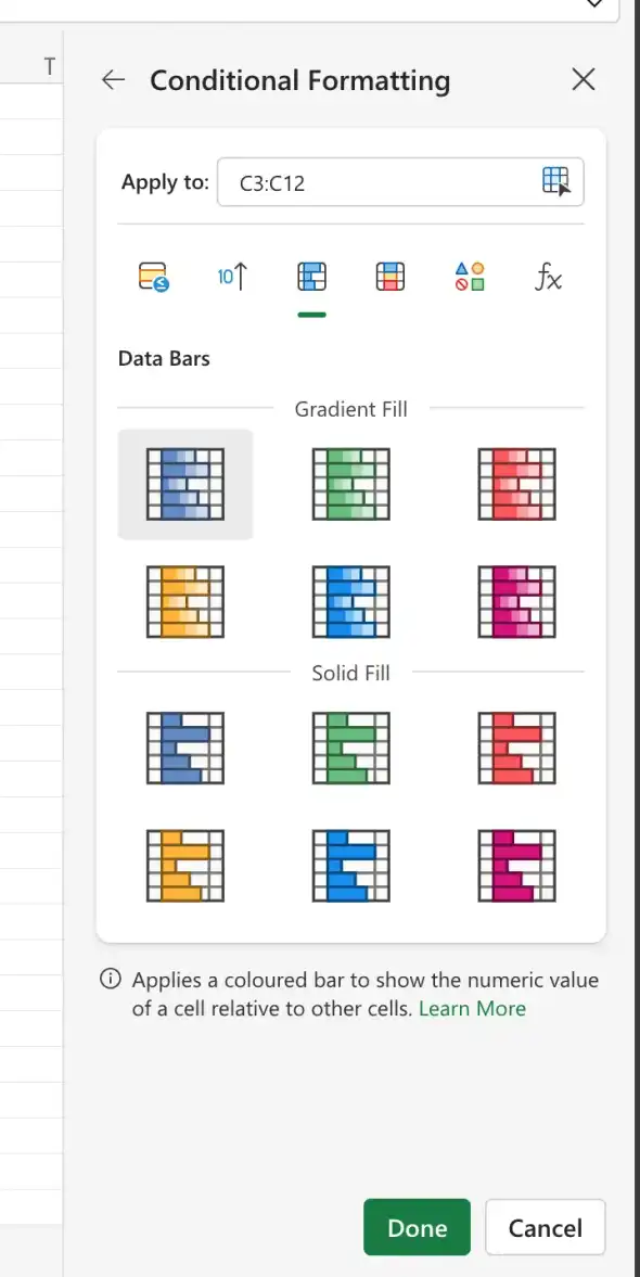 Apply data bars