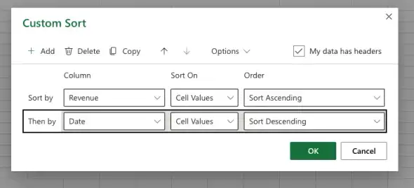 Use the Sort Custom to create detailed sorting rules