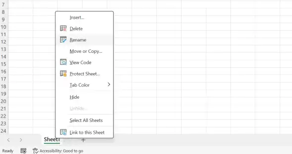 Rename a worksheet