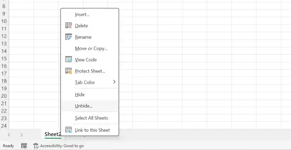 Unhide a worksheet