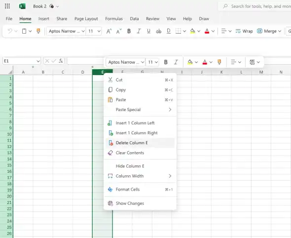 Delete one or more columns