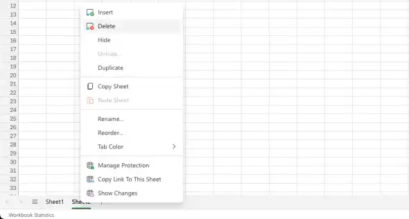 Delete a worksheet