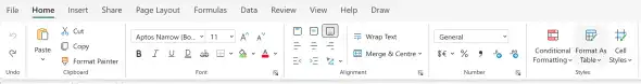 Format as table button