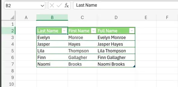 Table example