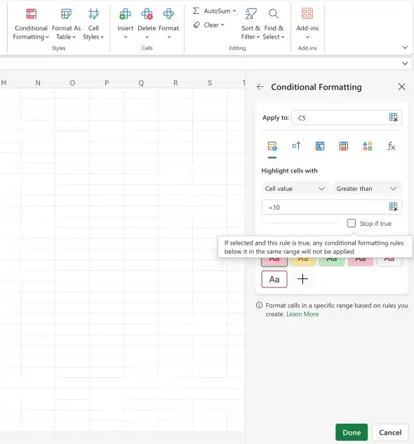 Stop checking conditional formats if a specific condition is met